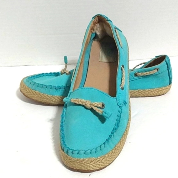 UGG AUSTRALIA LEATHER MOCCASIN LOAFERS SIZE 7 - Picture 1 of 13